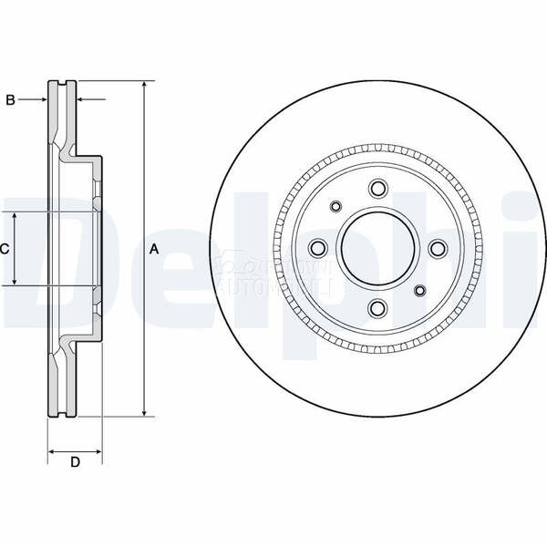 Kocioni disk DELPHI za Hyundai i20 od 2014. do 2020. god.
