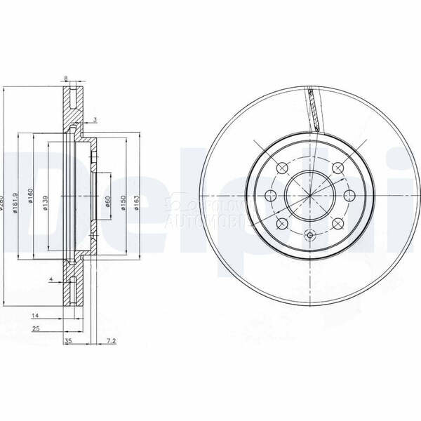 Kocioni disk DELPHI za Opel Astra od 1998. do 2005. god.