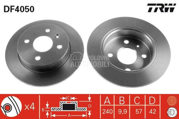 Kocioni disk TRW za Opel Corsa od 2000. do 2002. god.
