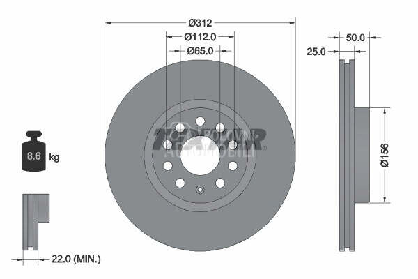 Kočioni disk TEXTAR za Seat Alhambra od 2015. do 2022. god.