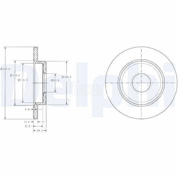 Kocioni disk DELPHI za Audi Coupe od 1988. do 1996. god.