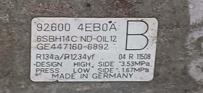 KOMPRESOR KLIME za Nissan Qashqai