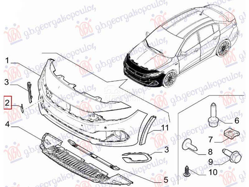 POKLOPAC KUKE PREDNJEG BRAN... za Fiat Tipo od 2021. do 2026. god.