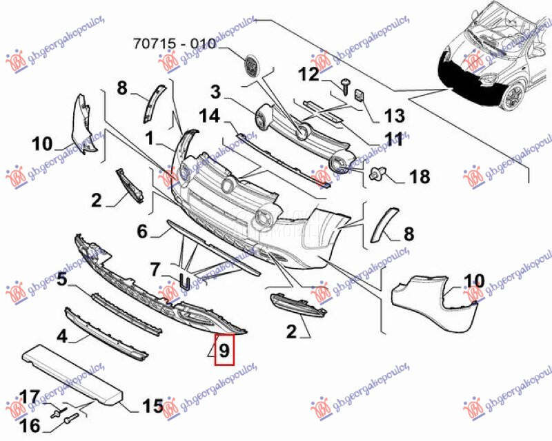 POKLOPAC PREDNJEG BRANIKA D... za Fiat Panda od 2012. do 2026. god.