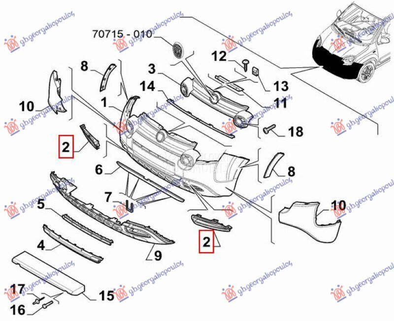 RESETKA PREDNJEG BRANIKA (C... za Fiat Panda od 2012. do 2026. god.