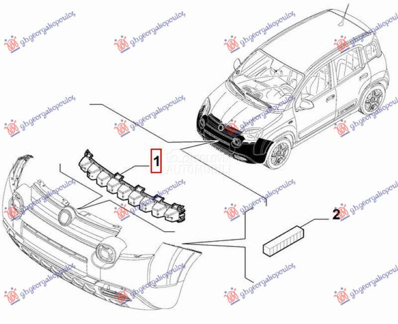 APSORBER PREDNJEG BRANIKA (... za Fiat Panda od 2012. do 2026. god.