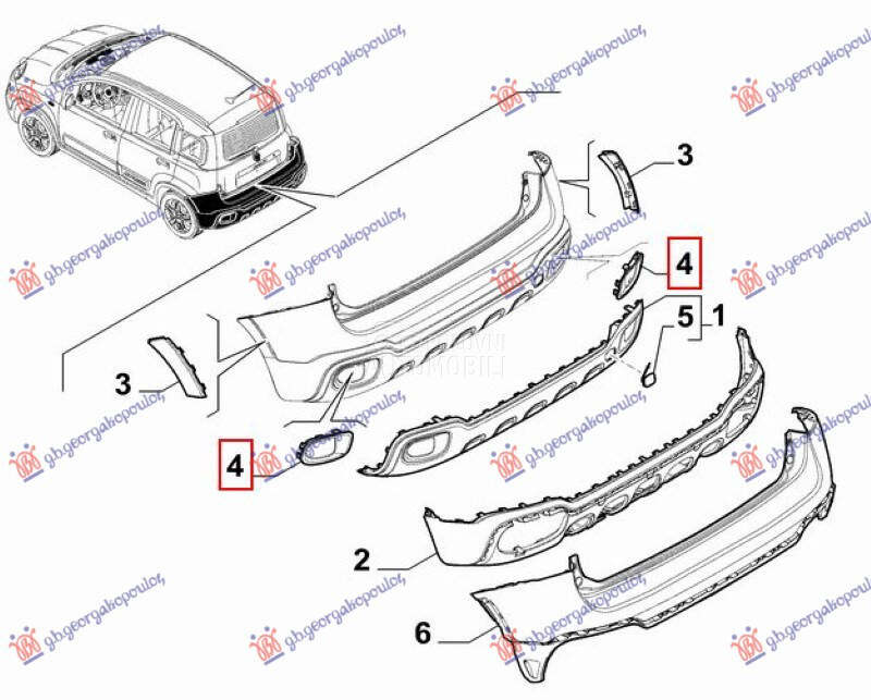 OKVIR ZADNJE MAGLENKE (CROS... za Fiat Panda od 2012. do 2026. god.