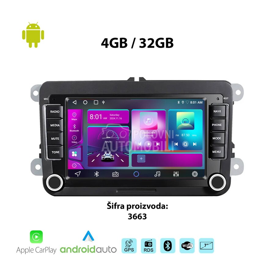 VW Android Multimedia za Volkswagen Golf 4, Golf 5, 183 ... - 3663