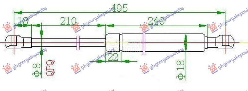 AMORTIZER GEPEK VRATA (495L-58 za Citroen C5 od 2004. do 2008. god.