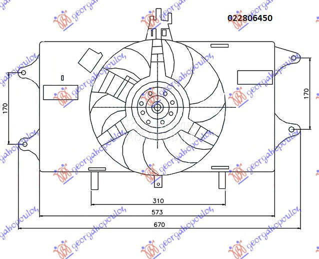 VENTILATOR KOMPLET (1.2 BENZIN za Fiat Doblo od 2001. do 2005. god.