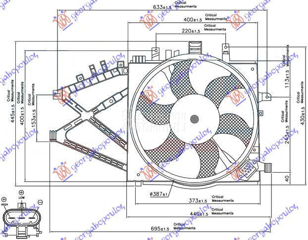 VENTILATOR HLADNJAKA KOMPLET B za Opel Corsa C od 2000. do 2006. god.