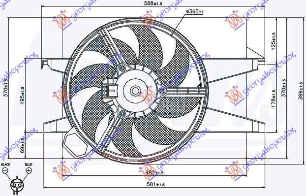 VENTILATOR KOMPLET (BENZIN/DIZ za Ford Fiesta od 2002. do 2008. god.