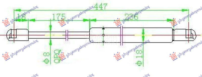 AMORTIZER GEPEK VRATA (445L-30 za Fiat Punto od 1995. do 1999. god.