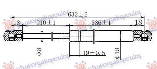 AMORTIZER GEPEK VRATA (632L-60 za Peugeot 806 od 1994. do 2002. god. - 041608315
