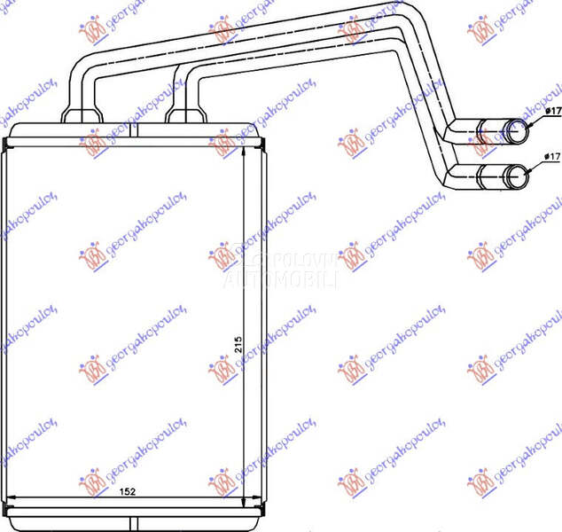 GREJAC KABINE (215x150x16) za Hyundai Elantra od 2000. do 2004. god.
