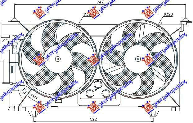 VENTILATOR (DUPLI) KOMPLET (BE za Peugeot 306 od 1996. do 1999. god.