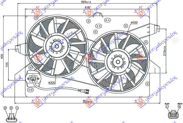 VENTILATOR (DUPLI) KOMPLET (BE za Ford Mondeo od 2000. do 2007. god.