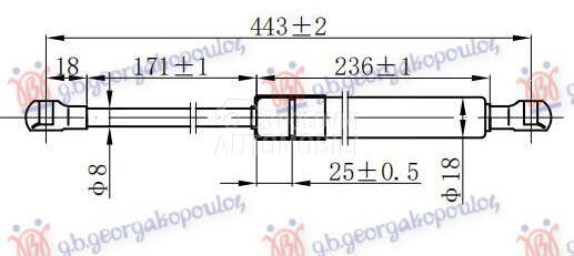 AMORTIZER GEPEK VRATA (443L-45 za Toyota Auris od 2006. do 2010. god. - 074608305