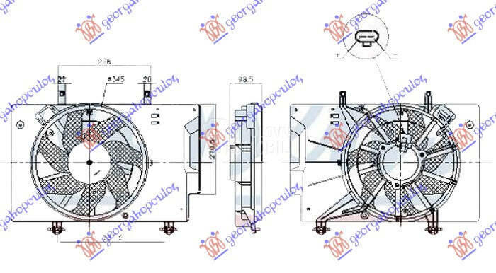 VENTILATOR KOMPLET (1.0 ECOBOO za Ford Fiesta od 2013. do 2017. god.
