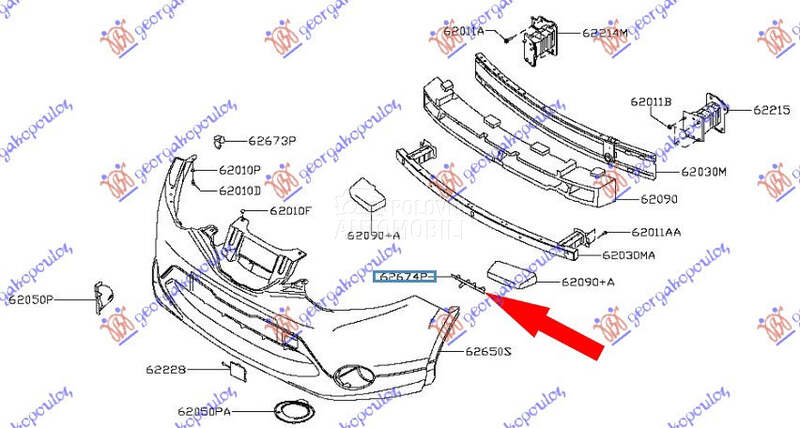 NOSAC PREDNJEG BRANIKA GORNJI za Nissan Qashqai od 2013. do 2017. god.