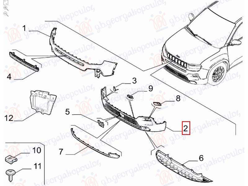 PREDNJI BRANIK DONJI (O) za Jeep Avenger od 2022. do 2025. god.