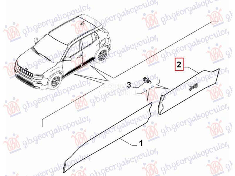 LAJSNA ZADNJIH VRATA (O) za Jeep Avenger od 2022. do 2025. god.