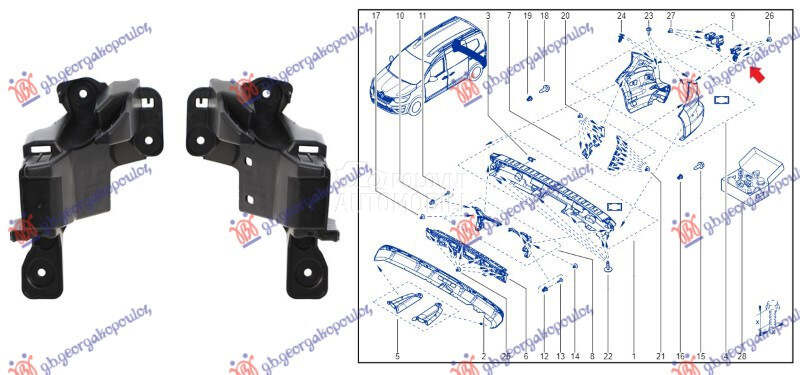 NOSAC ZADNJEG BRANIKA BOCNI DO za Renault Kangoo od 2021. do 2025. god.