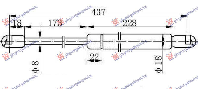 AMORTIZER GEPEK VRATA (437L-35 za Fiat Punto od 2009. do 2012. god.