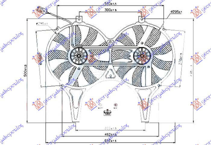 VENTILATOR (DUPLI) KOMPLET (BE za Mercedes Benz E Klasa od 1999. do 2002. god.