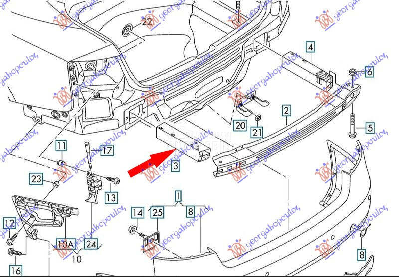 NOSAC SINE ZADNJEG BRANIKA ALU za Audi A4 od 2011. do 2015. god.
