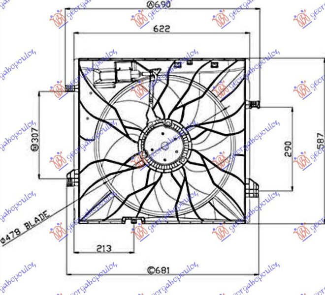 VENTILATOR KOMPLET (BENZIN/DIZ za Mercedes Benz GLE Klasa od 2015. do 2019. god.