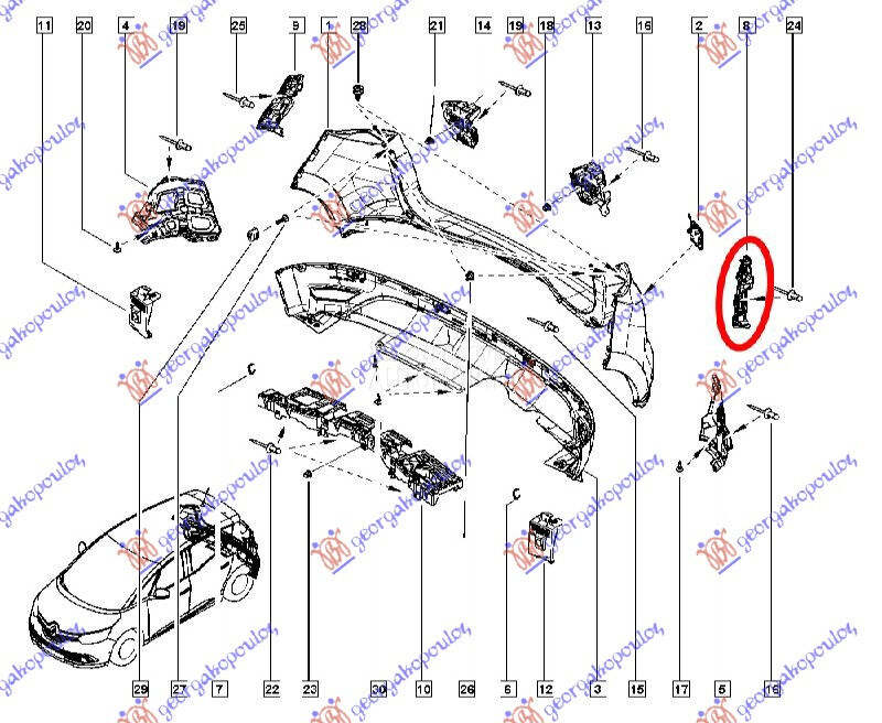 NOSAC ZADNJEG BRANIKA za Renault Scenic