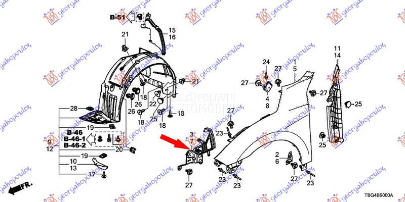 Nosac za Honda Civic od 2016. do 2022. god.