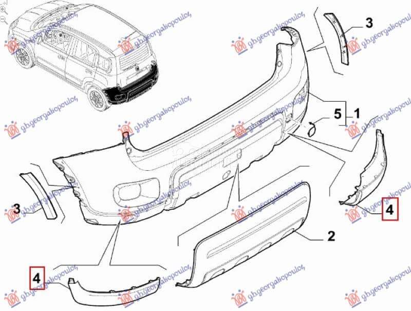 RUB PLASTICNI ZADNJEG... za Fiat Panda za 2012. god.