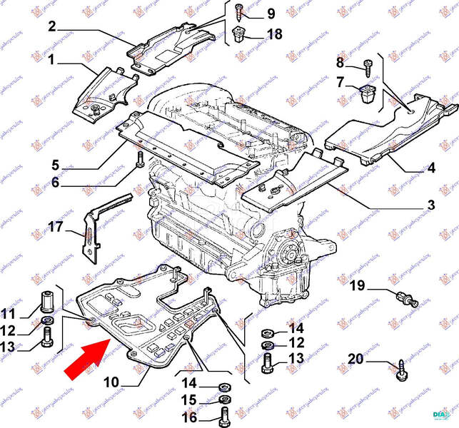 ZASTITA MOTORA (DIZEL) PLASTIC za Alfa Romeo 166 od 1998. do 2007. god. - 014200840