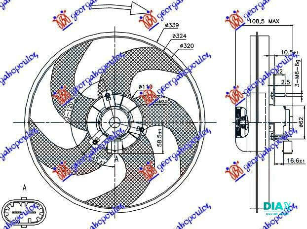 VENTILATOR KOMPLET (BENZIN/DIZ za Peugeot 206 od 1998. do 2009. god.