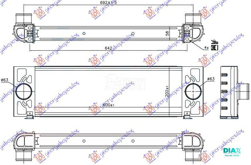 HLADNJAK INTERKULERA 2.2-3.2 T za Ford Transit Connect od 2006. do 2013. god.