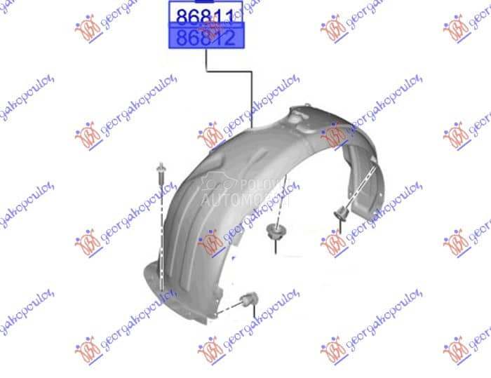 POTKRILO PLASTICNO Desno za Hyundai i20 od 2020. do 2024. god.