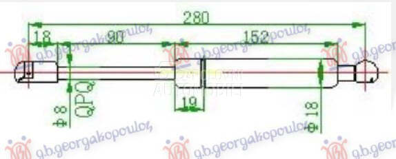 AMORTIZER GEPEK VRATA (630N) za Audi 80 od 1991. do 1994. god. - 061508315
