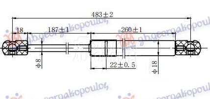 AMORTIZER GEPEK VRATA (483L-53 za Dodge Caliber od 2007. do 2025. god. - 061708300
