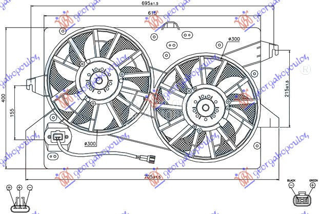 VENTILATOR (DUPLI) KOMPLET (BE za Ford Mondeo od 2000. do 2007. god. - 061906430