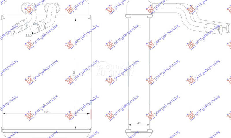 GREJAC KABINE (210x165x42) za Hyundai H 1 od 1998. do 2007. god.