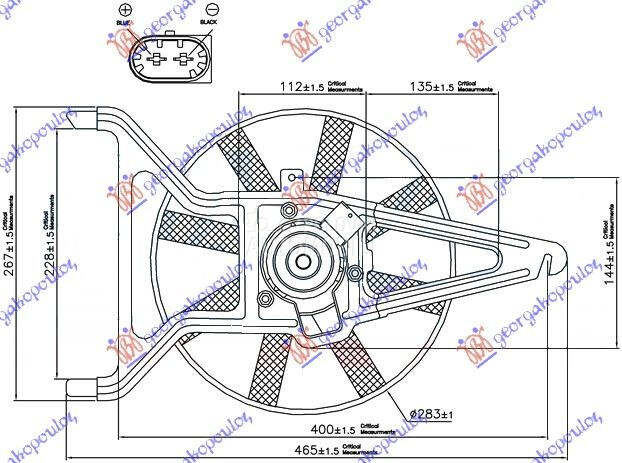 VENTILATOR HLADNJAKA KOMPLET ( za Citroen Saxo od 1999. do 2004. god.