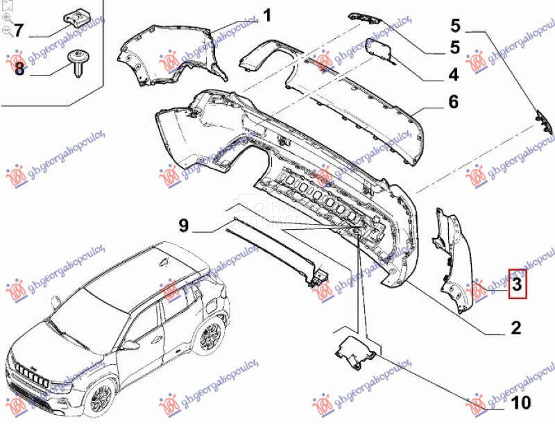 KRAJ ZADNJEG BRANIKA (O) za Jeep Avenger od 2022. do 2025. god.
