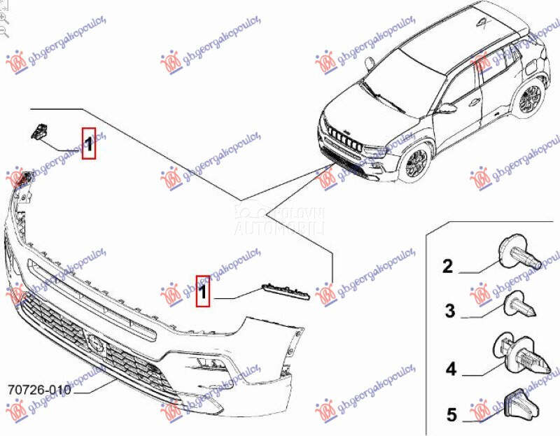 NOSAC PREDNJEG BRANIKA (O) za Jeep Avenger od 2022. do 2025. god.
