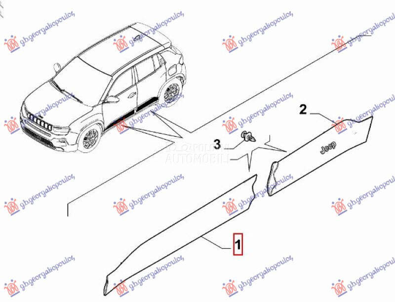 LAJSNA PREDNJIH VRATA (O) za Jeep Avenger od 2022. do 2025. god.