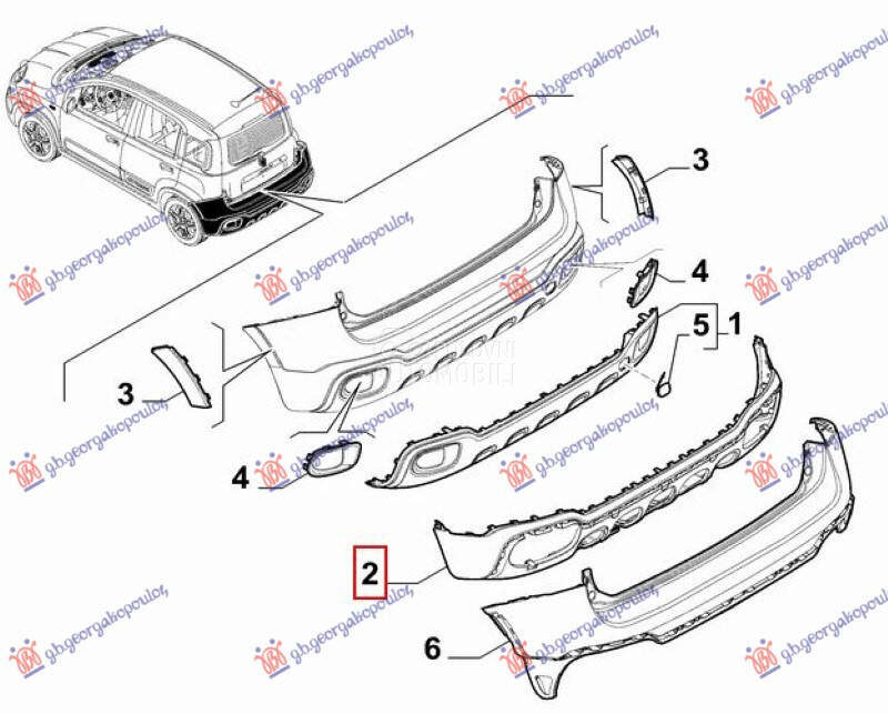 ZADNJI BRANIK DONJI (CROSS) (O za Fiat Panda od 2012. do 2025. god.