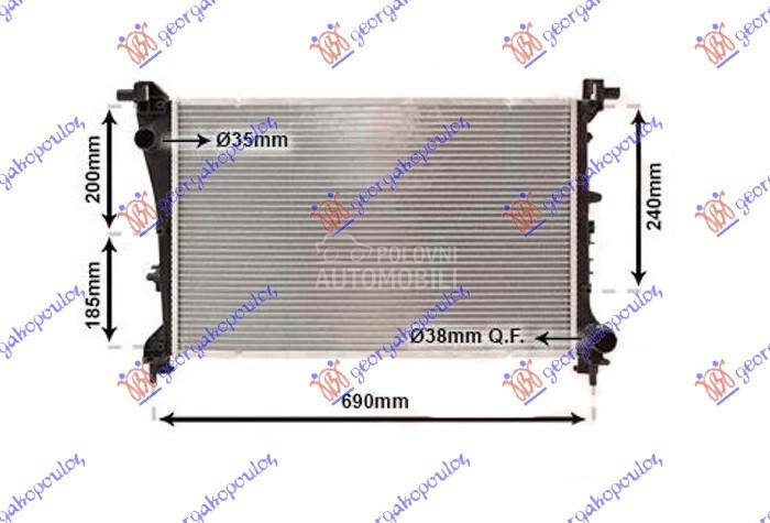 RADIATOR 1.4 (88KW) BENZIN (MA za Fiat Tipo od 2016. do 2021. god. - 300006305