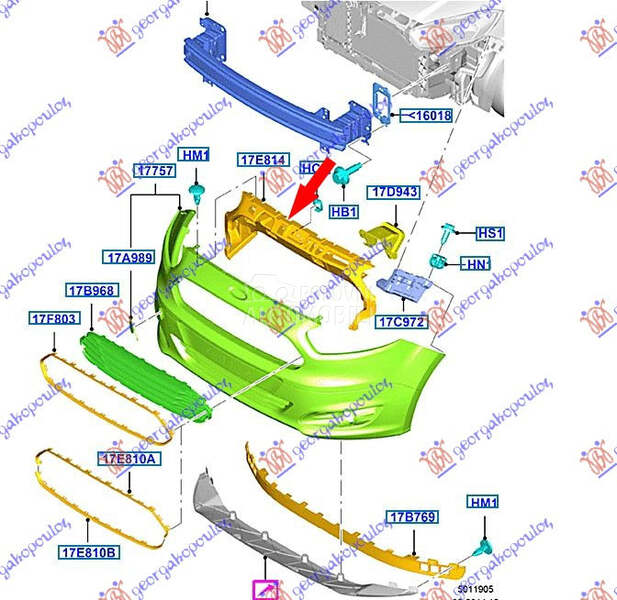SINA PREDNJEG BRANIKA PLASTICN za Ford Tourneo Courier od 2013. do 2025. god.