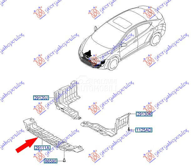 ZASTITA MOTORA PLASTICNA za Hyundai Elantra od 2011. do 2013. god.